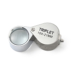 10x21mm Jewelry Identifying Type Magnifying Glass Portable Magnifiers, Silver, Magnification: 10X, 35.5x24.5mm, Glass: 18.5mm(TOOL-A007-B03)