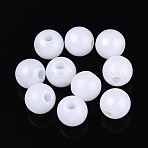 Rubberized Style Rainbow Opaque Acrylic Beads, Iridescent, Round, WhiteSmoke, 6mm, Hole: 1.8mm, about 5000pcs/500g(MACR-T010-6mm-08-01)