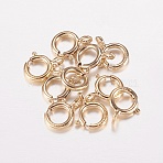 JK Findings, Yellow Gold Filled Spring Ring Clasps, Ideal for Your Jewelry Making, 1/20 14K Gold Filled, 8x6x1mm, Hole: 1.5mm(KK-K200-18G)
