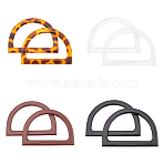 Plastic D Shape Purse Handle, for Bag Handles Replacement Accessories, Mixed Color, 120x85x8mm, Inner: 95x61mm, 4 colors, 2pcs/color, 8pcs/set(KY-PH0001-32)