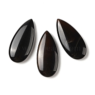 Natural Black Agate Cabochons, Dyed & Heated, Teardrop, 39x18x7mm(G-B082-04)