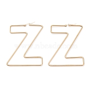 304 Stainless Steel Hoop Earrings, Golden, Letter.Z, 75.5x53x2mm, 12 Gauge, Pin: 0.6x1.2mm(EJEW-F251-A02-Z)