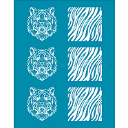 Silk Screen Printing Stencil, for Painting on Wood, DIY Decoration T-Shirt Fabric, Tiger Pattern, 100x127mm(DIY-WH0341-088)