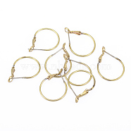 Brass Hoop Earrings Settings, Nickel Free, Raw(Unplated), 26x20x1.2mm, Pin: 0.8mm(EJEW-F124-01C-B)