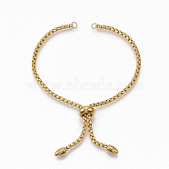 Vacuum Plating Adjustable 304 Stainless Steel Slider Bracelets Making,Bolo Bracelets, Golden, Single Chain Length: about 11cm(STAS-T050-030G)