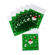 Christams Theme Plastic Bakeware Bag, with Self-adhesive, for Chocolate, Candy, Cookies, Square, Santa Claus, 130x100x0.05mm, Inner Diameter: 100x100mm, 100pcs/bag(ABAG-F007-04D)