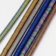 Electroplate Non-magnetic Synthetic Hematite Beads Strands, Heishi Beads, Flat Round/Disc, Grade A, Mixed Color, 3x1mm, Hole: 1mm, about 400pcs/strand, 16 inch(G-J164A-3mm-M)