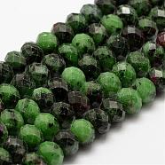 Natural Ruby in Zoisite Beads Strands, Faceted, Rondelle, 8x5mm, Hole: 1mm; about 77pcs/strand, 15.3~15.5inches(39~39.5cm)(G-G682-03-5x8mm)
