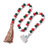 Wooden Beads Hanging Ornaments, Christmas Tree Charms and Jute Cord Tassel for Christmas Party Decoration, Colorful, 955mm(HJEW-JM02146)