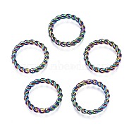 Alloy Lingking Rings, Cadmium Free & Nickel Free & Lead Free, Twist Ring, Rainbow Color, 15.5x2mm, 11.5mm Inner Diameter(PALLOY-N163-027-NR)