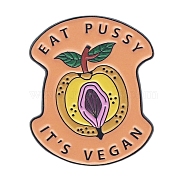 Cartoon Pear Shape Enamel Pin, Word Eat Pussy It's Vegan Alloy Feminism Badge for Backpack Clothes, Sandy Brown, 30x25mm(GIPO-PW0001-004)