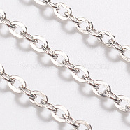 Iron Cable Chains, Unwelded, with Spool, Flat Oval, Cadmium Free & Lead Free, Platinum Color, 3x2x0.5mm, about 32.8 Feet(10m)/roll(X-CH-0.5PYSZ-N)
