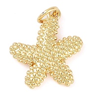 Rack Plating Brass Pendants, Long-Lasting Plated, Cadmium Free & Lead Free, Real 18K Gold Plated, with Jump Ring, Starfish, 17.5x15x2.5mm, Hole: 3.5mm(KK-P287-38A-G)