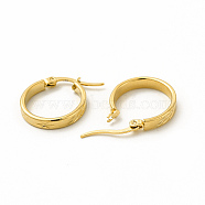 201 Stainless Steel Leaf Pattern Hoop Earrings with 304 Stainless Steel Pins for Women, Golden, 18x22x2mm, Pin: 0.6x1mm(EJEW-M214-04B-G)
