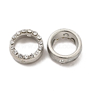 Alloy Rhinestone Bead Frame, Ring, Platinum, 12.5x5mm, Hole: 1.6mm(PALLOY-F290-40P)