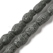 Natural Lava Rock Beads Strands, Fish, Dyed, Slate Gray, 14x9x7mm, Hole: 1.2mm, about 28pcs/strand, 15.55''(39.5cm)(G-U007-01A)