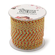 4-Ply Polycotton Cord, Handmade Macrame Cotton Rope, with Gold Wire, for String Wall Hangings Plant Hanger, DIY Craft String Knitting, Yellow, 1.5mm, about 21.8 yards(20m)/roll(OCOR-Z003-C23)