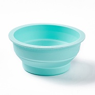 Portable Collapsible Watercolor Paint Brush Washing Water Cup, Foldable Painting Pen Cleaning Bucket, Pigment Mixing Cup, Medium Turquoise, 9.9x4.4cm, Inner Diameter: 8.65cm(DIY-P072-01B)