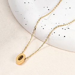 Ion Plating(IP) 304 Stainless Steel Pendant Necklaces, Real 18K Gold Plated, Letter, Letter O, 15.94 inch(40.5cm)~16.14 inch(41cm)+54mm extender, Letters: 10x7x4mm.(NJEW-R050-01G-15)