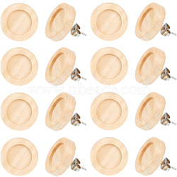 40Pcs Wooden Stud Earring Findings, Flat Round Earring Settings, with 304 Stainless Steel Pins, Wheat, 14mm, Tray: 12mm(FIND-SC0008-96A)