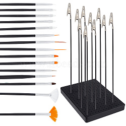 Olycraft Plastic & Iron Alligator Clip Sticks & Base Set, Model Holder for Painting Airbrush, Fits for Air Spray Booth, with Nail Art Sculpture Pen Brushes, Mixed Color, 18.4~19.8x0.9~14.9x0.7~2.2cm(AJEW-OC0005-22)