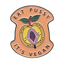 Cartoon Pear Shape Enamel Pin, Word Eat Pussy It's Vegan Alloy Feminism Badge for Backpack Clothes, Sandy Brown, 30x25mm(GIPO-PW0001-004)