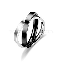 Stainless Steel Rotating Rings, Criss Cross Rings, Black, Inner Diameter: 17mm(PW-WG51090-03)