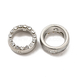 Alloy Rhinestone Bead Frame, Ring, Platinum, 12.5x5mm, Hole: 1.6mm(PALLOY-F290-40P)