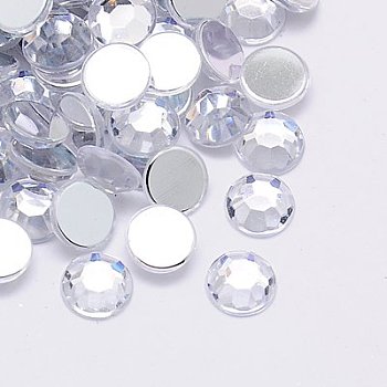 Imitation Taiwan Acrylic Rhinestone Cabochons, Faceted, Half Round, Clear, 4x1.5mm, about 10000pcs/bag