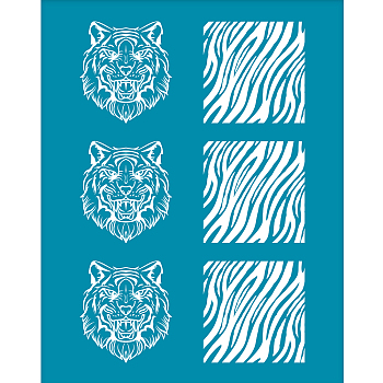 Silk Screen Printing Stencil, for Painting on Wood, DIY Decoration T-Shirt Fabric, Tiger Pattern, 100x127mm