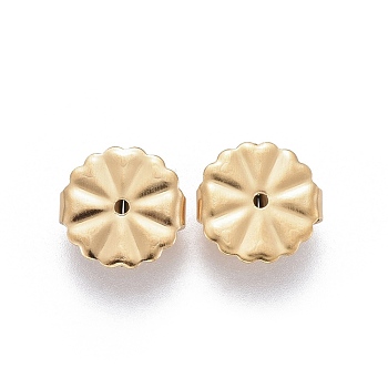 Ion Plating(IP) 304 Stainless Steel Ear Nuts, Butterfly Earring Backs for Post Earrings, Flower, Golden, 10.5x4.5mm, Hole: 1.2mm