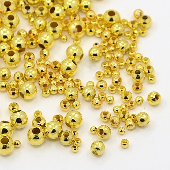 Iron Spacer Beads, Round, Golden, 2~5mm, Hole: 1~2mm