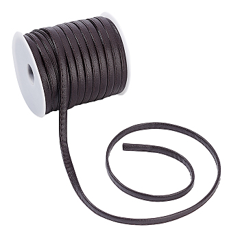 PU Imitation Leather Cord, for Clothing, Flat, Coconut Brown, 6x2mm, about 21.87 Yards(20m)/Roll