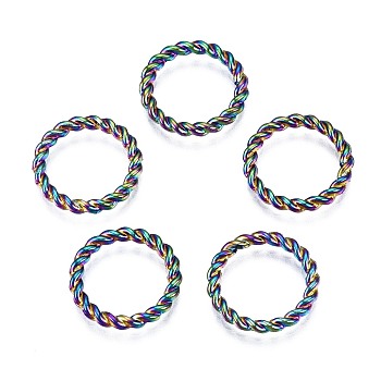Alloy Lingking Rings, Cadmium Free & Nickel Free & Lead Free, Twist Ring, Rainbow Color, 15.5x2mm, 11.5mm Inner Diameter