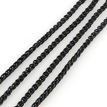 Electrophoresis Iron Wheat Chains, Foxtail Chain, with Spool, Soldered, Black, 3.0mm, about 328.08 Feet(100m)/roll