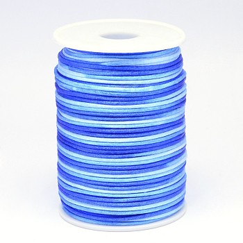 Segment Dyed Polyester Cord, Satin Rattail Cord, Blue, 2mm, about 100yards/roll