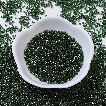 MIYUKI Delica Beads Small, Cylinder, Japanese Seed Beads, 15/0, (DBS0182) Silver Lined Jade Green, 1.1x1.3mm, Hole: 0.7mm, about 3500pcs/10g