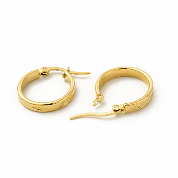 201 Stainless Steel Leaf Pattern Hoop Earrings with 304 Stainless Steel Pins for Women, Golden, 18x22x2mm, Pin: 0.6x1mm