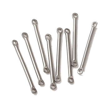 304 Stainless Steel Links, Bar Connector Charms, Stainless Steel Color, 25x2.5x1.5mm, Hole: 1.4mm