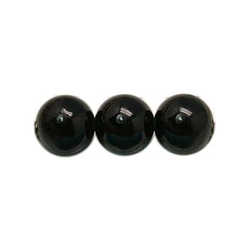 Synthetic Black Stone Beads Strands, Round, Painted, Black, 4mm, Hole: 1mm