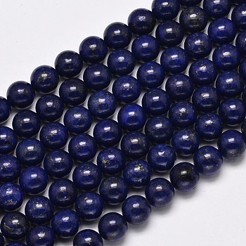 Dyed Natural Lapis Lazuli Round Beads Strands, 4mm, Hole: 1mm, about 88~92pcs/strand, 15.1 inch