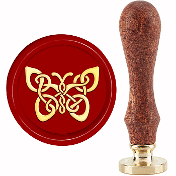 Brass Wax Seal Stamp with Handle, for DIY Scrapbooking, Butterfly Pattern, 89x30mm