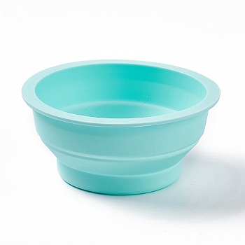 Portable Collapsible Watercolor Paint Brush Washing Water Cup, Foldable Painting Pen Cleaning Bucket, Pigment Mixing Cup, Medium Turquoise, 9.9x4.4cm, Inner Diameter: 8.65cm