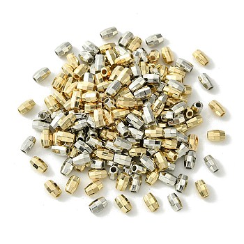 200Pcs 2 Colors CCB Plastic Beads, Faceted, Column, Platinum & Golden, 6x4x3.5mm, Hole: 1.8mm, 100pcs/color