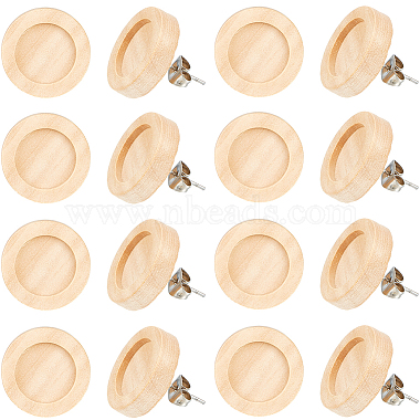 Wheat Flat Round Wood Earring Settings