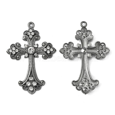 Gunmetal Cross Alloy+Rhinestone Big Pendants