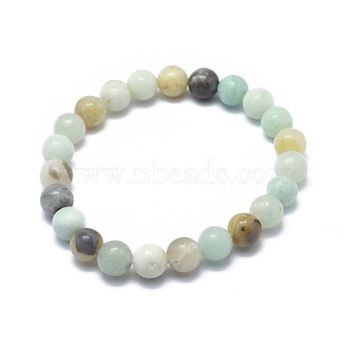 Bracelets extensibles en perles d'amazonite de fleurs naturelles(X-BJEW-K212-A-007)-2