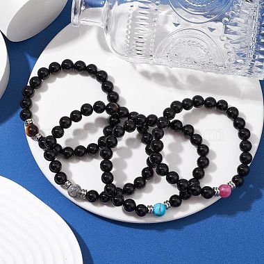 4Pcs 4 Styles Natural Gemstone Beads Stretch Bracelets Sets(BJEW-JB11011)-2