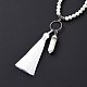 Natural Howlite Bullet & Tassel Pendant Necklace with Mixed Gemstone Beaded Chains(NJEW-E585-02H)-4