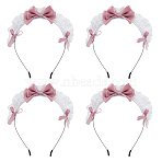 Cloth Bowknot Hair Bands for Women Girl, Pink, 180x165x12mm(OHAR-WH0029-12C)